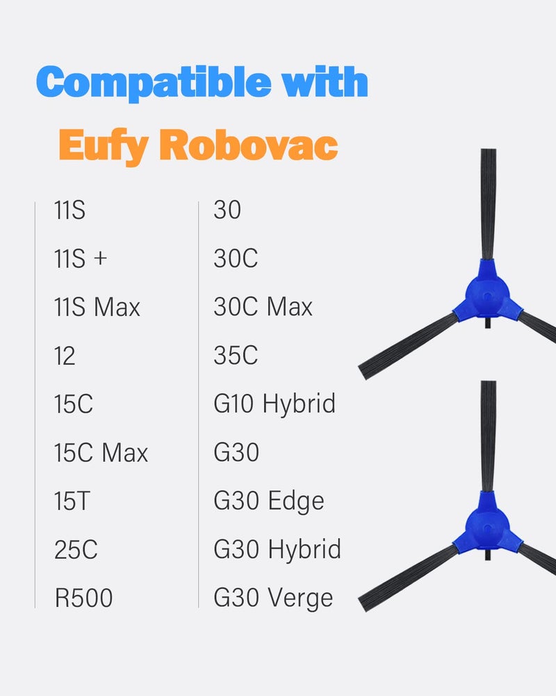 BBT BAMBOOST فرش جانبية بديلة متوافقة مع Eufy 11s، Coredy R300 R550(R500+) R650 R700 R3500، GOOVI 1600PA، Bagotte BG600، iMartine 1600PA، Amarey A800 A900 مكنسة روبوت، عبوة من 8 - Image 3